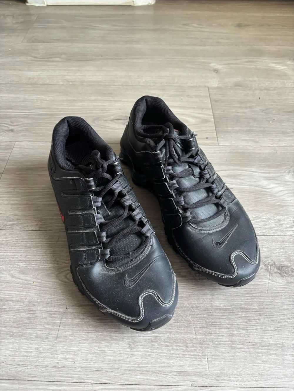 Nike Black with Red Swoosh Shox Men's Athletic Sneakers